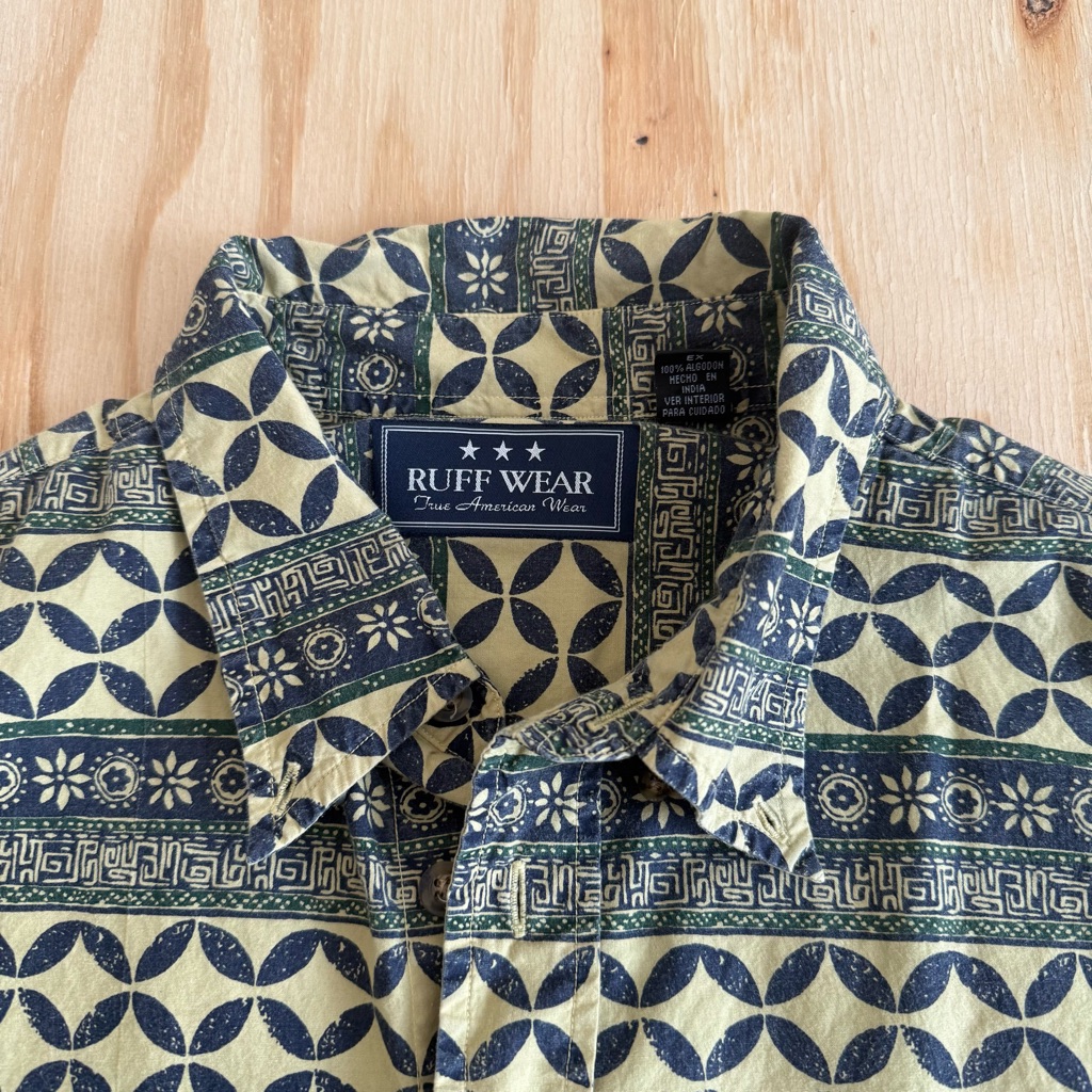 Ruff Wear Vintage Button Up Shirt Xl Geometric Pattern Cotton Usa Style — image 4 of 8